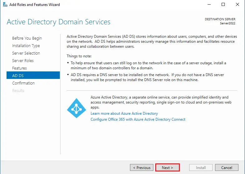 Active Directory domain services AD DS