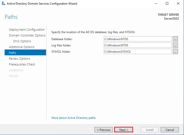 Additional Domain controller paths