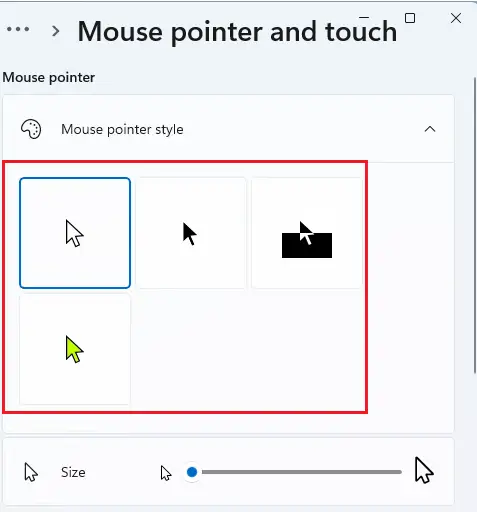 Change mouse pointer style