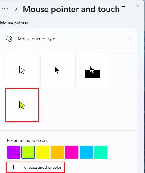 Change other color mouse pointer