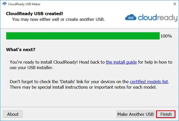CloudReady USB created