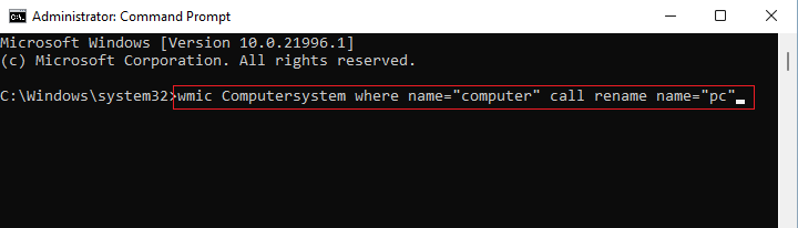 Command prompt rename PC