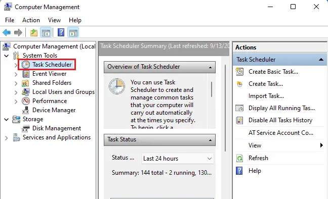 Computer management task scheduler