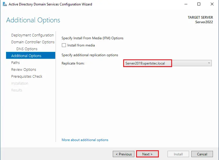 Domain Controller Additional options