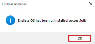 Endless OS uninstalled successfully
