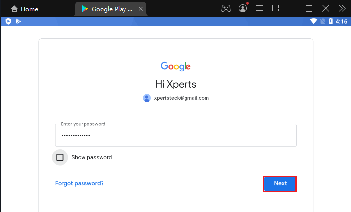 LDPlayer type google password