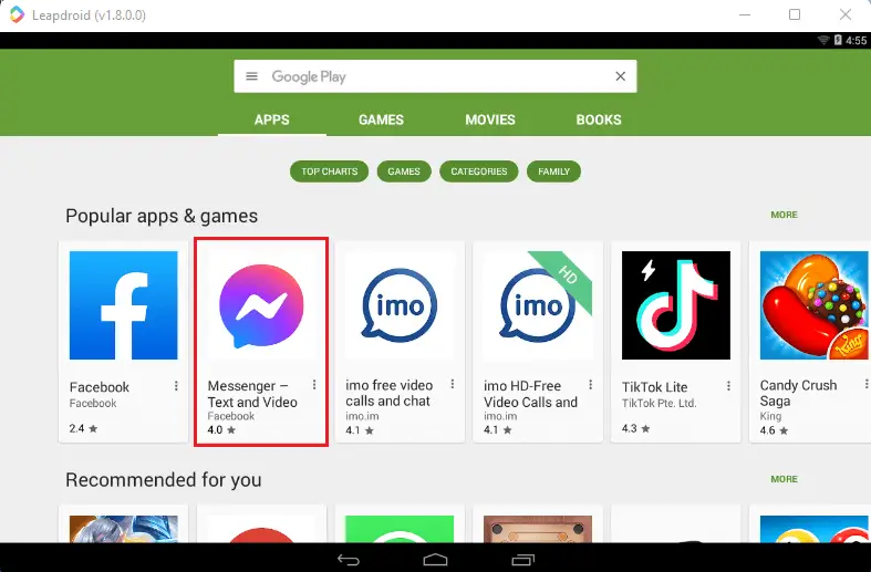 Leapdroid Google play store Apps