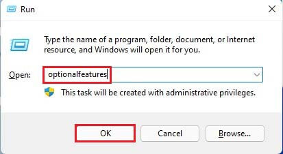 Run command optionalfeatures
