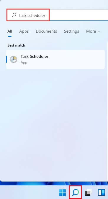 Search bar task scheduler