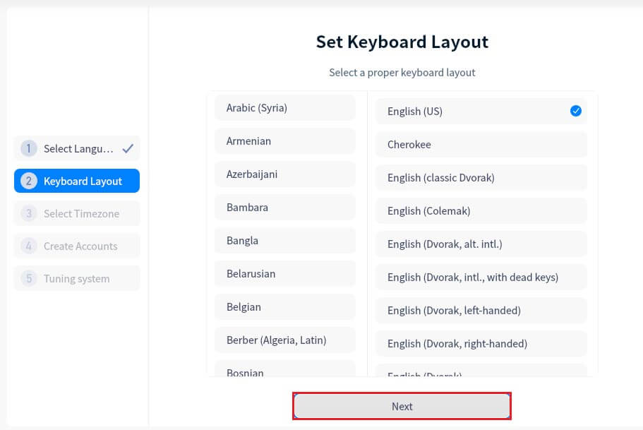 Set keyboard layout deepin OS
