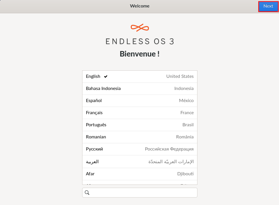Welcome Endless OS 3 language