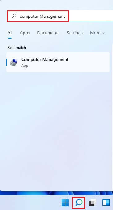 Win search bar computer management