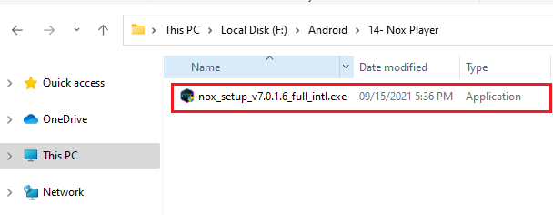 Windows explorer Nox setup