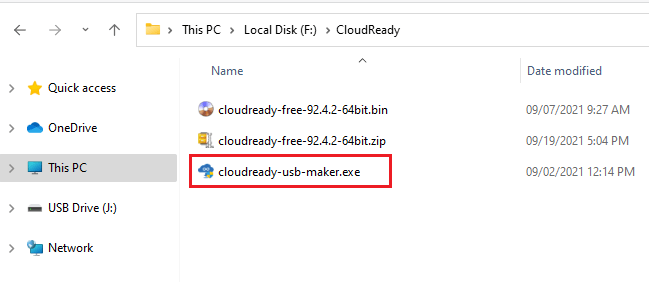 Windows explorer cloudready usb maker