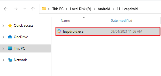 Windows explorer leapdroid.exe
