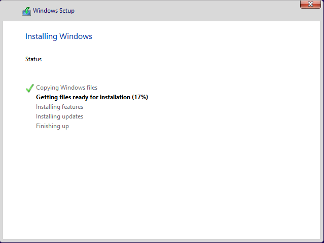 Windows setup installing