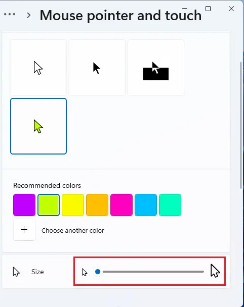 change mouse size