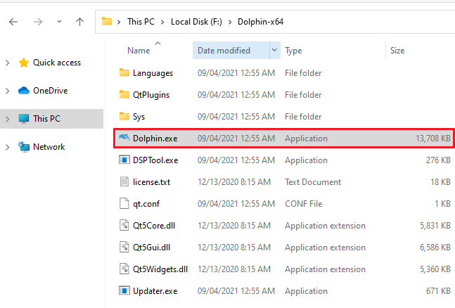 Dolphin Emulator extracted folder