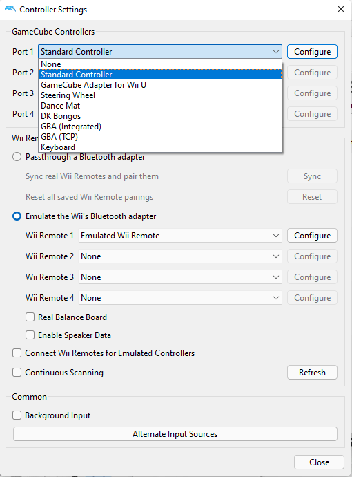 Dolphin emulator controller settings