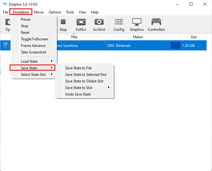 Dolphin load state to file