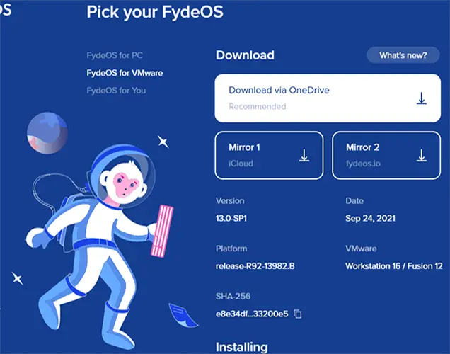 Download FydeOS for VMware