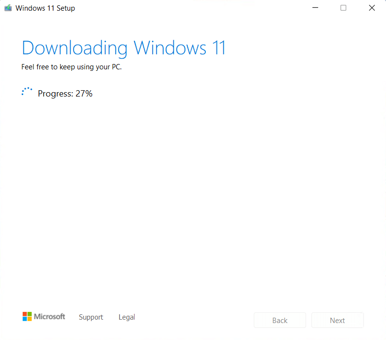 Downloading Windows 11 media creation