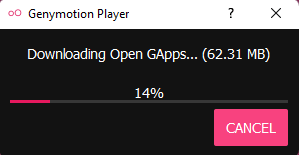 Genymotion player downloading open gapps