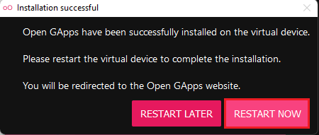 Open Gapps installation successful