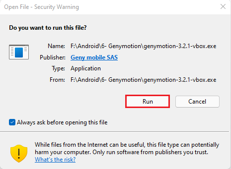 Open file security warning