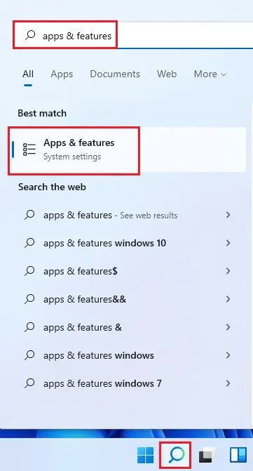 Search apps & features