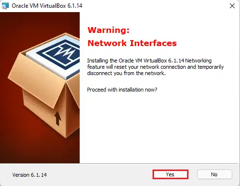 VirtualBox warning network interfaces