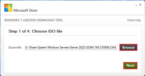 Windows USBDVD Download Tool