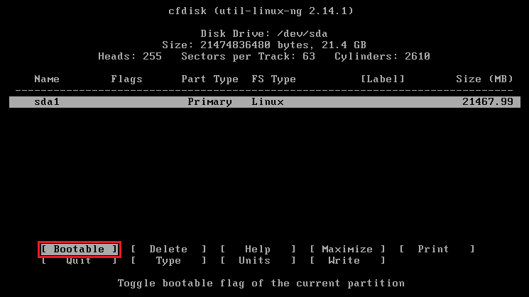 lineage os cfdisk bootable