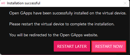open gapps successfully installed