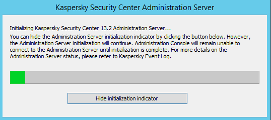 Initializing Kaspersky Security Center