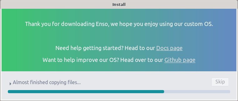 Install Enso OS downloading packages