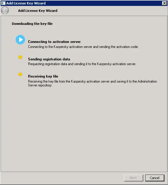 Kaspersky connecting to activation server
