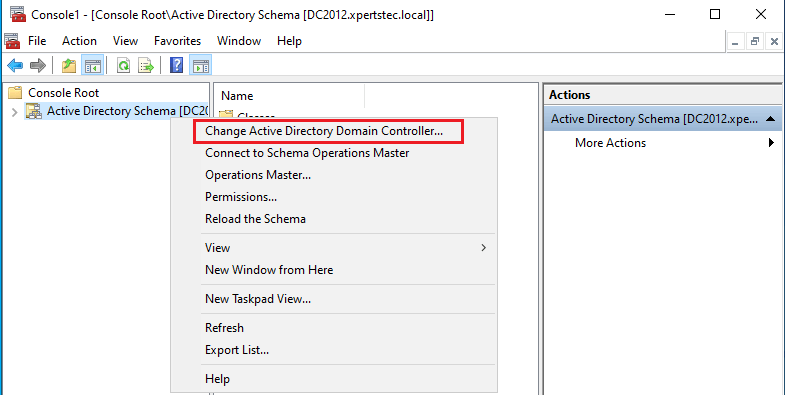 Console root change active directory