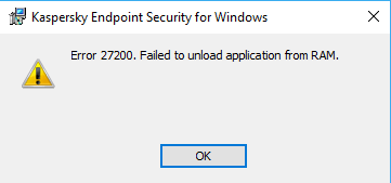 Error 27200, failed to unload application
