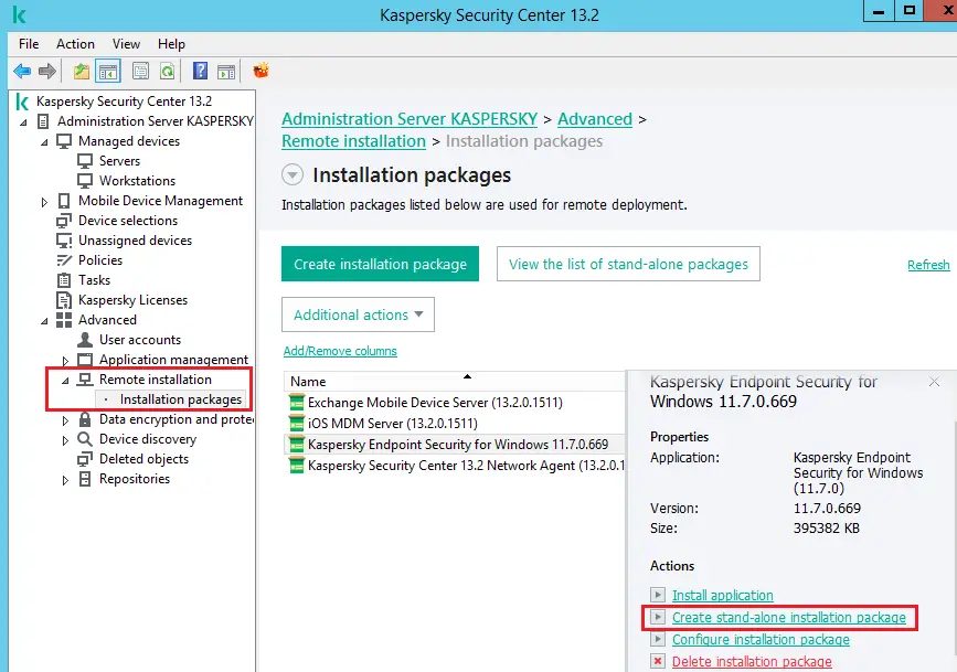 Kaspersky Security Center Installation package