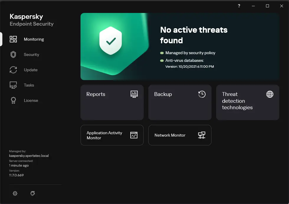 Kaspersky endpoint security monitoring