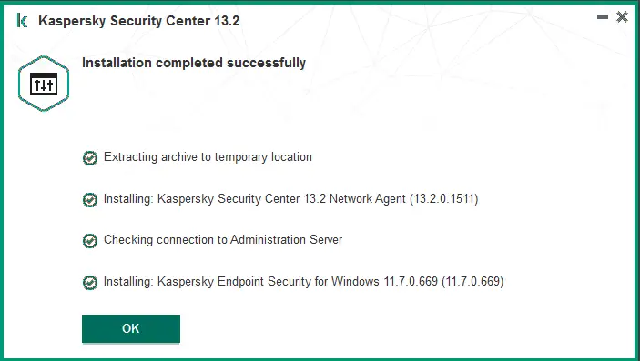 Kaspersky installation packages completed
