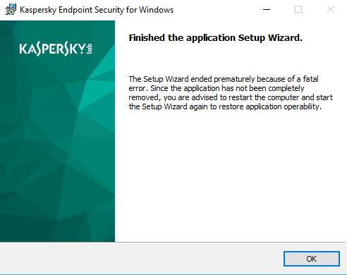 Kaspersky the application setup wizard error