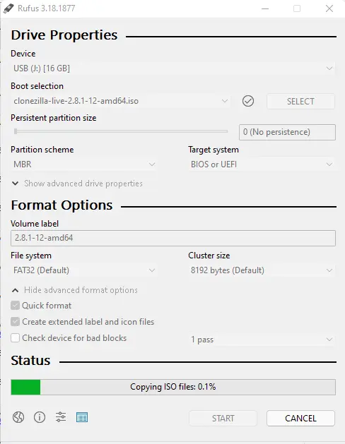 Rufus copying ISO files