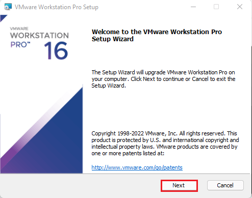 Upgrade VMware workstation Pro