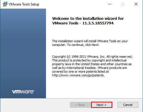 VMware tools setup