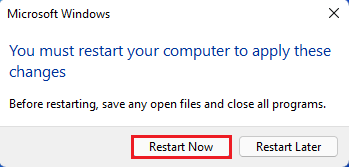 You must restart your computer