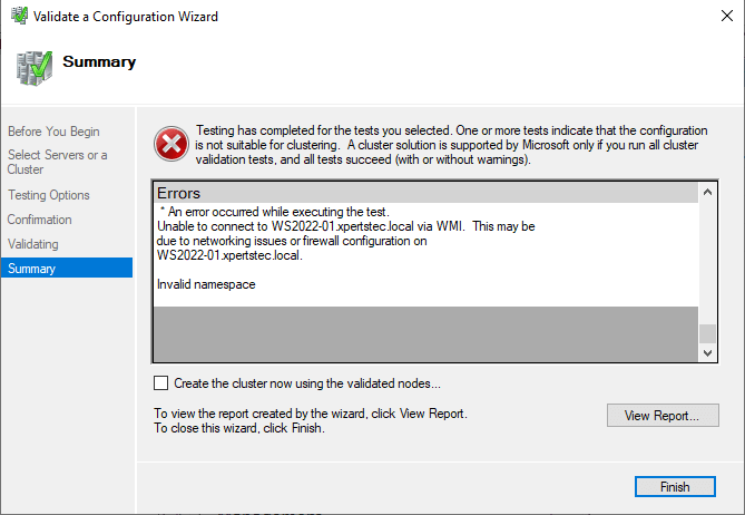 An error occurred while executing the test