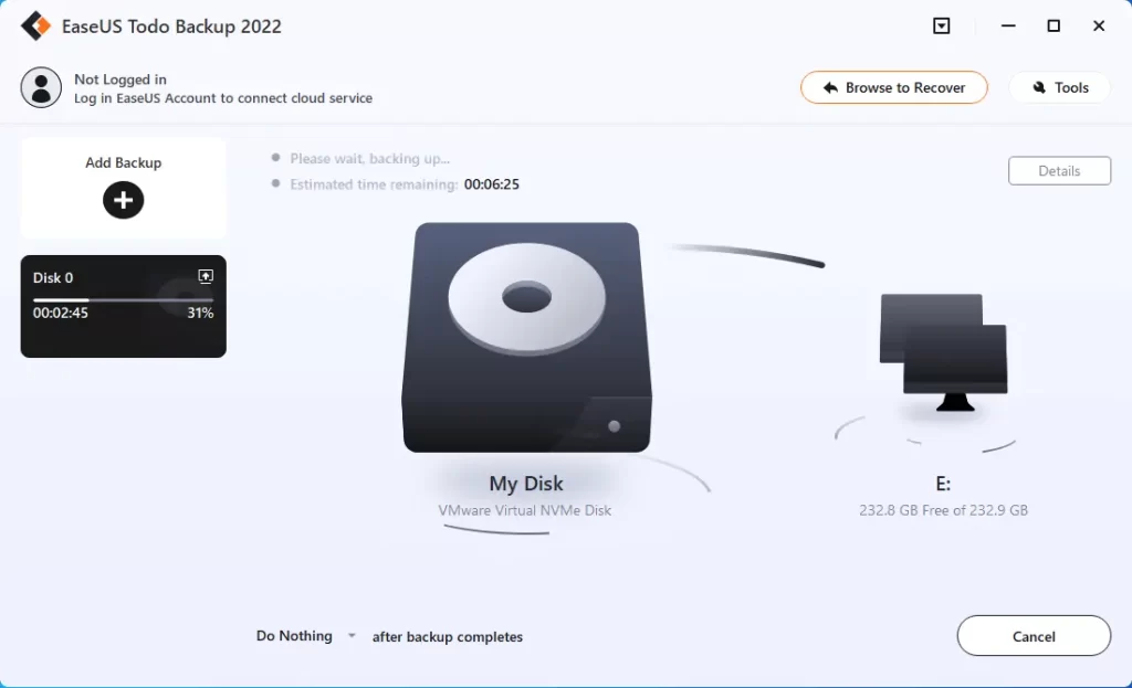 Backup Computer Using EaseUS