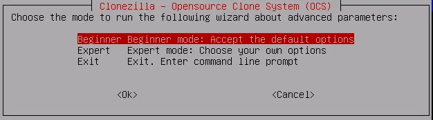 Beginner mode clonezilla